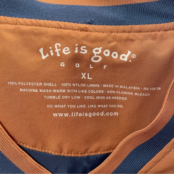 Life is Good Golf Vest Burnt Orange  Elastic Hem Zipper Pockets Men's Size XL - Picture 10 of 10